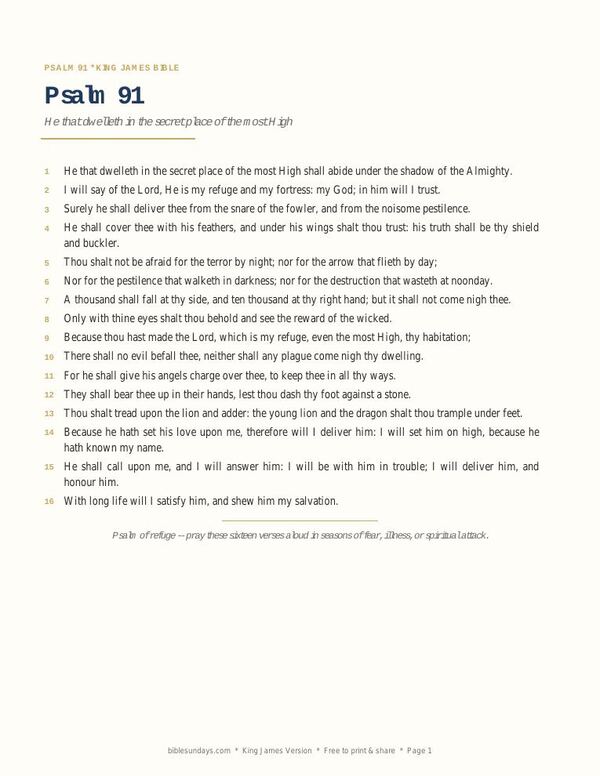 Preview of page 1 of Psalm 91 Printable Poster (KJV)