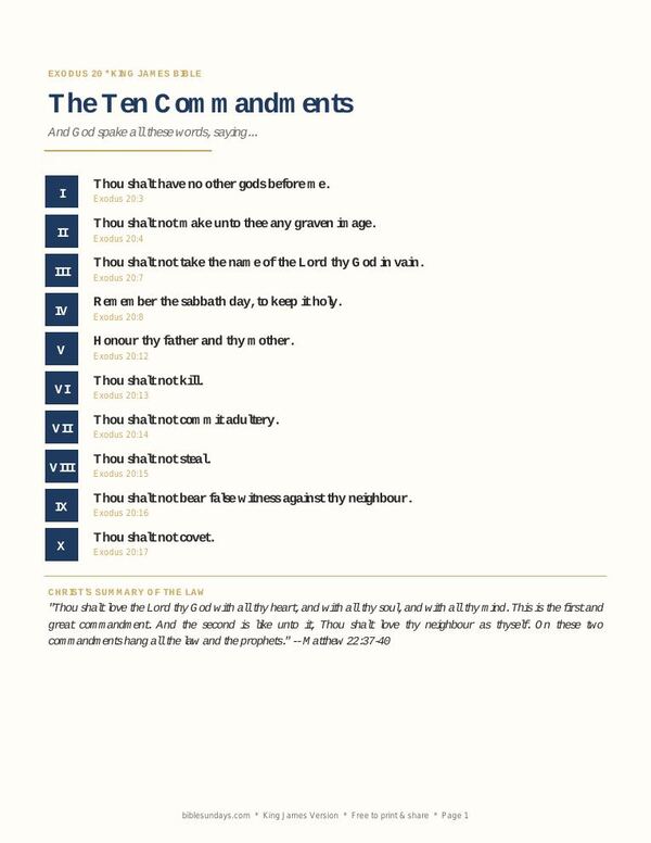 Preview of page 1 of The Ten Commandments Printable Poster