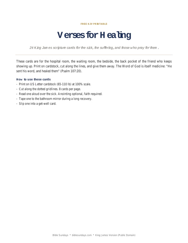 Preview of page 1 of 24 KJV Bible Verses for Healing